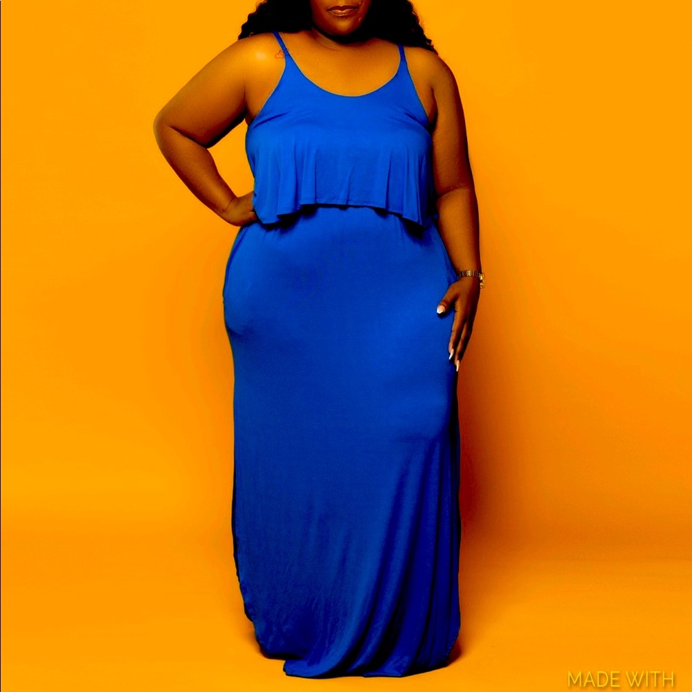 Ruffle Knit Dress- Cobalt Blue